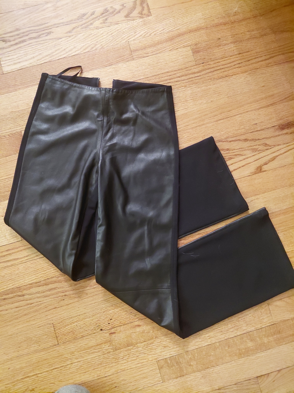 Vintage 90s Black Isabel Leather Lycra Stretch Tapered Pants Size 4